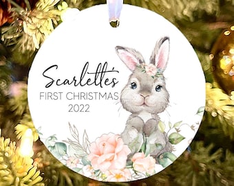 Baby's First Christmas Ornament, Personalized Baby's 1st Christmas, baby shower gift, baby girl Ornament, Personalized Elephant Ornament