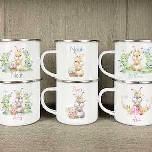Easter Bunny camp mug, Easter basket gift, Personalized Easter Bunny camp mug, Easter Rabbit kids mug, hot cocoa mug, hot chocolate mug