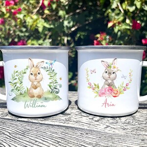 Easter Bunny camp mug, Easter Rabbit kids mug, Personalized Easter Bunny camp mug, Easter basket gift, hot cocoa mug, hot chocolate mug