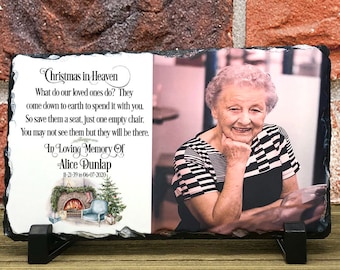 Christmas in Heaven Custom  memorial, Christmas in Heaven decor, Save a seat, save a chair,  In Loving Memory Gift,  personalized memorial