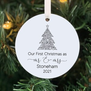 Our First as Mr and Mrs Christmas Ornament, First Christmas Married ornament, wedding gift ornament, first year married, 1st year married