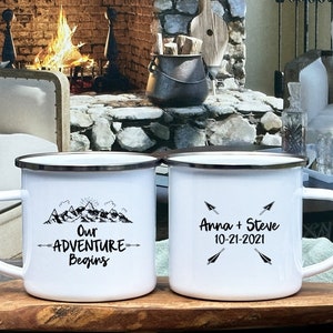 Wedding party Camp mug, wedding favor, campfire mug, personalized camp mug, coffee mug, camping mug, mountain mug, hike gift, rustic wedding