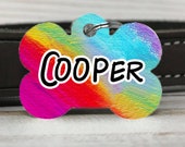 Pet ID Tag, Two-Sided Dog Tag, Personalized Pet tag, Bone ID Tag, Pet Gift, Personalized Gift, Identification Tag, unique Dog tag, rainbow