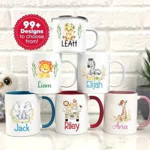 Personalized Mug for Kids, Kids Hot Chocolate Mug,  Children's Gift, safari kids Mug, Kids Party Favors, woodland kids mug, kids birthday