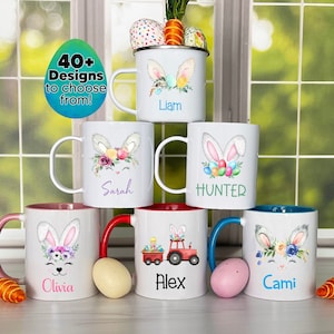 Personalized Easter Bunny Mug, Easter Basket Gift, Bunny Ears mug, Kids Easter Mug, Easter Basket Stuffer, Easter Party Favors, Easter Bunny