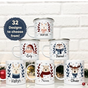 Personalized Hot Cocoa Mug, boho Christmas Mug, Winter Kid's mug mug, Custom Christmas mug, christmas camp mug, Hot Chocolate Mug, moose mug