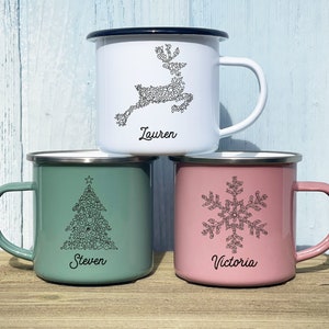 Christmas Camp Mug, Personalized Christmas camp mug, hot cocoa mug, hot chocolate mug, Christmas tree mug,  christmas coffee mug, reindeer