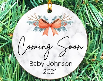 Coming Soon Pregnancy Announcement Ornament, Pregnancy Announcement Christmas Ornament, Christmas Ornament New Baby, Personalized Ornament