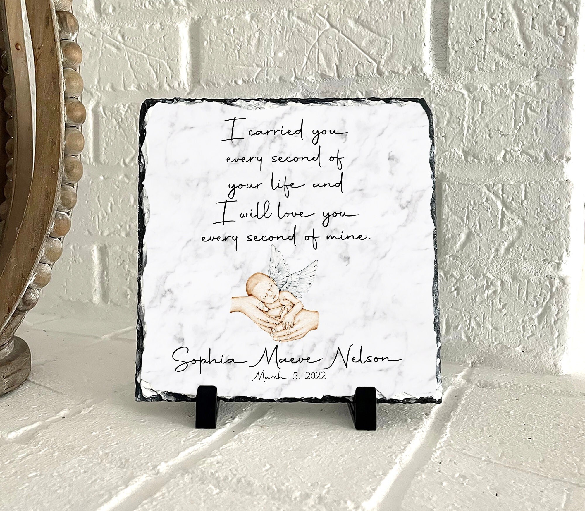Baby Memorial Grave Marker: Infant Newborn Miscarriage Granite Headstone | Temporary Grave Marker | Garden Stone Sympathy Gift | Baby Loss