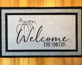 Personalized Fall Doormat, Customized Doormat, Pumpkin doormat, Custom Doormat, Welcome Mat,  grey doormat, Welcome Home Doormat