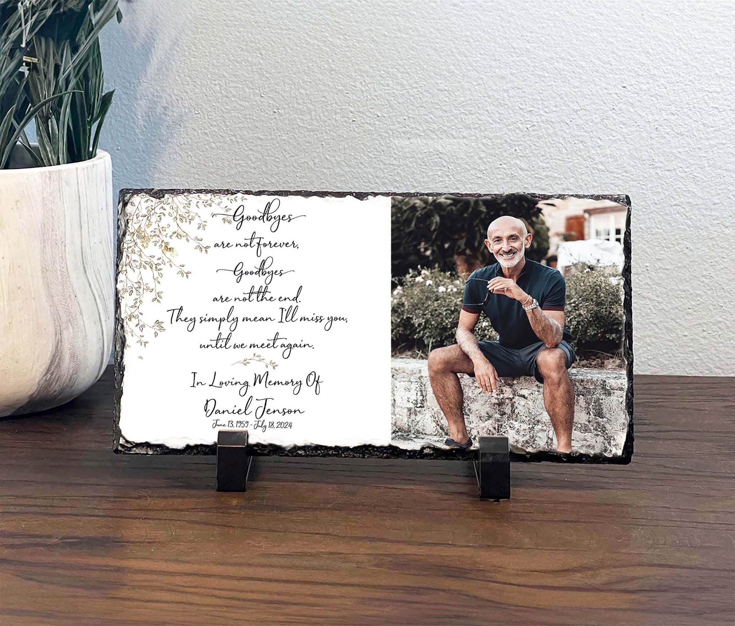 Personalized memorial photo plaque, Picture Frame Personalized, Goodbyes are not forever, In Loving Memory Gift, photo memorial keepsake