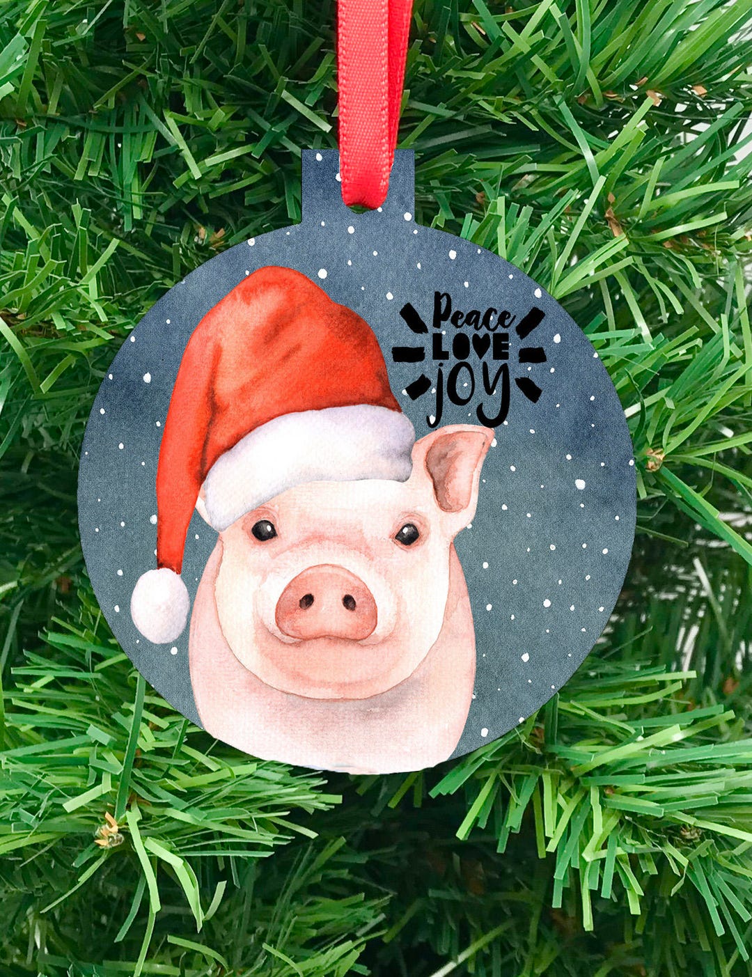 Santa Pig Christmas Ornament, Funny Christmas Ornament, Animal Lover