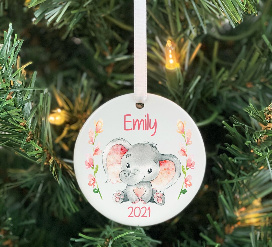 Pink Elephant Christmas Ornament 