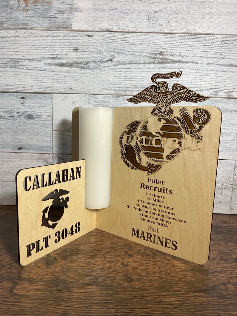 Marine Corps Crucible Candle Holder Maple (Light)