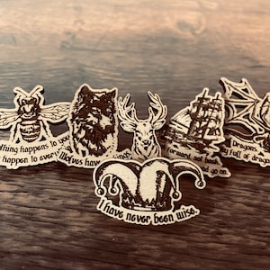 Realm of the Elderlings Pins and Wood Stickers