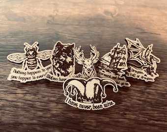 Realm of the Elderlings Pins and Wood Stickers