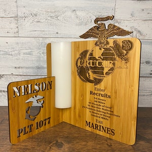 Marine Corps Crucible Candle Holder Bamboo