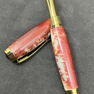 Cranberry Orca Magenta and White Screwcap Rollerball Pen