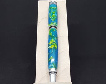 Ocean Mist Blue Green Yellow Executive Magnetic Cap Rollerball Pen