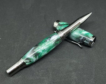 Emerald City Green Black White Real Diamond Citizen Rollerball Pen