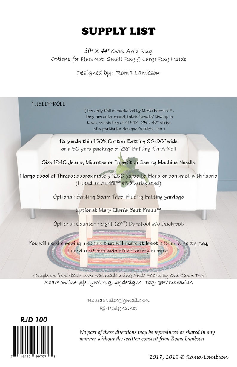 UPDATED Jellyroll Rug PDF Pattern Etsy