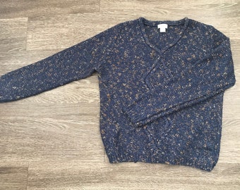 Vintage Womens Christopher Banks Short Sleeve Cardigan Sweater with Cats
