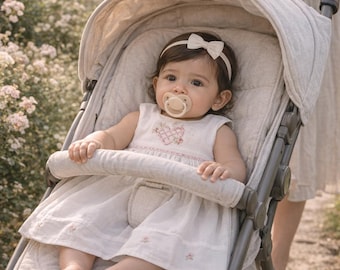 Handmade Baby Girl White Dress with Bloomers 6 Months, Embroidered Heirloom Outfit