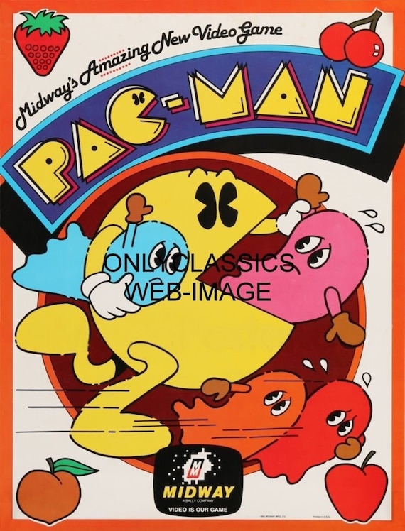 1980 Pac-man 12x16 Poster Iconic Pop Culture Vintage Video Game by