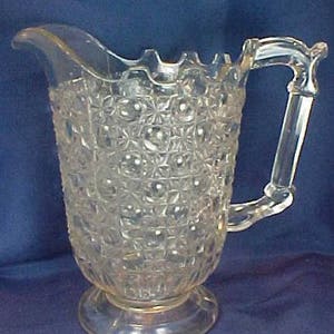 EAPG Findlay Glass Currier & Ives Pattern Water Pitcher Bellaire Goblet Company