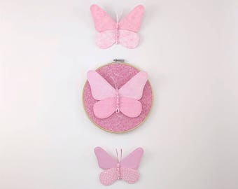 Butterfly Cluster Wall Hanging - Pink