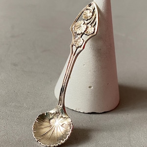 Antique French Silver Salt Spoon, Floral Art Nouveau Charles Barrier Paris, c1905–1923 Tableware