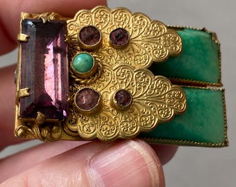 Vintage Neiger Brothers Czech Glass Brooch – 1920s/30s Art Deco