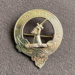Scottish Bannerman Clan Crest Brooch: Sterling Silver Knight Warrior, 1956