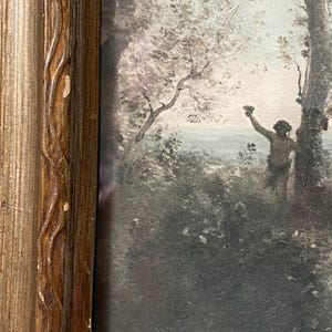 Camille Corot Nymphs Antique 1910s Framed Print Reproduction, Louvre Art, vintage art wall decor