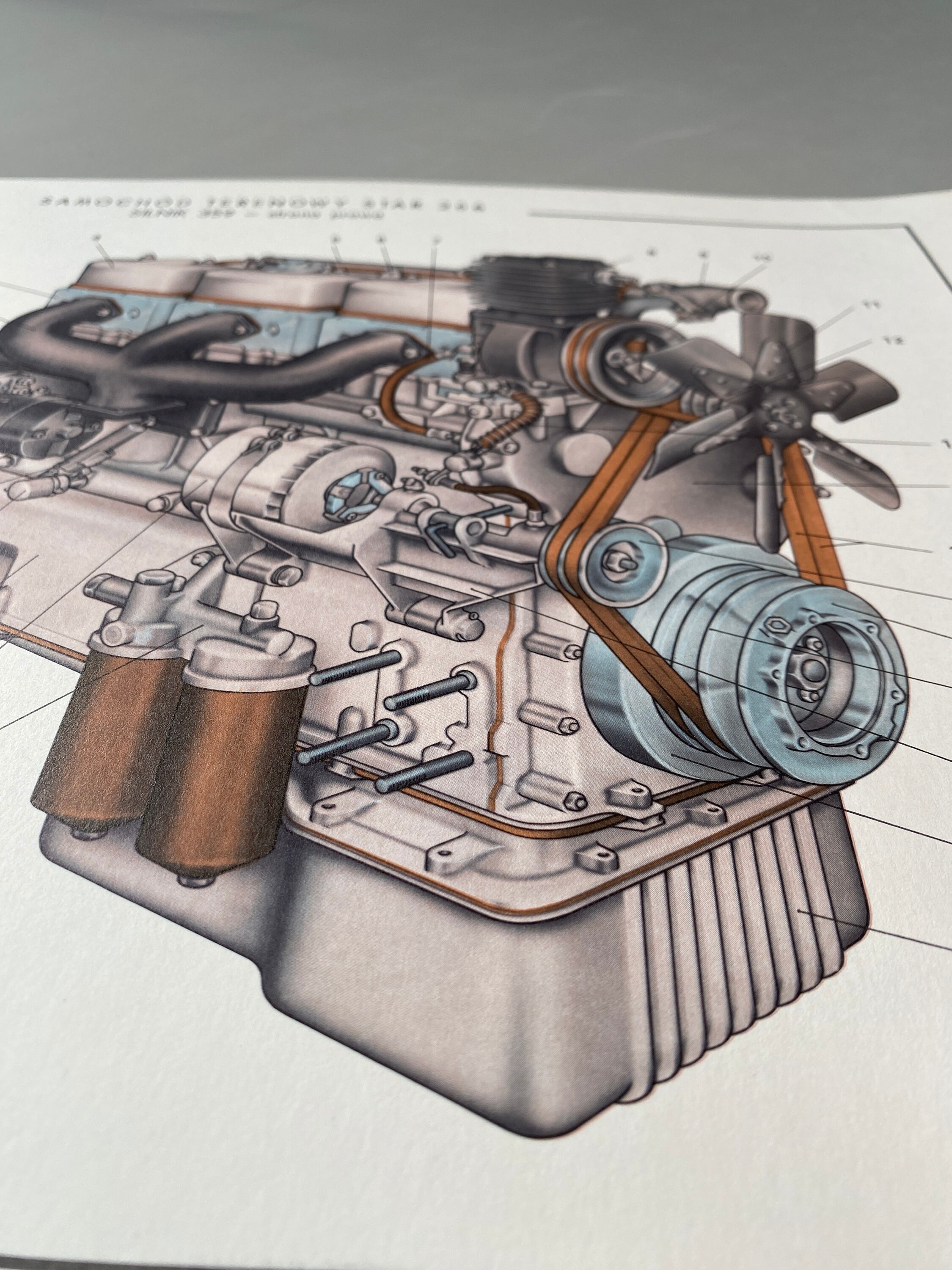 Vintage Car Truck Engine Chart Poster From Poland STAR 266 Unique ...