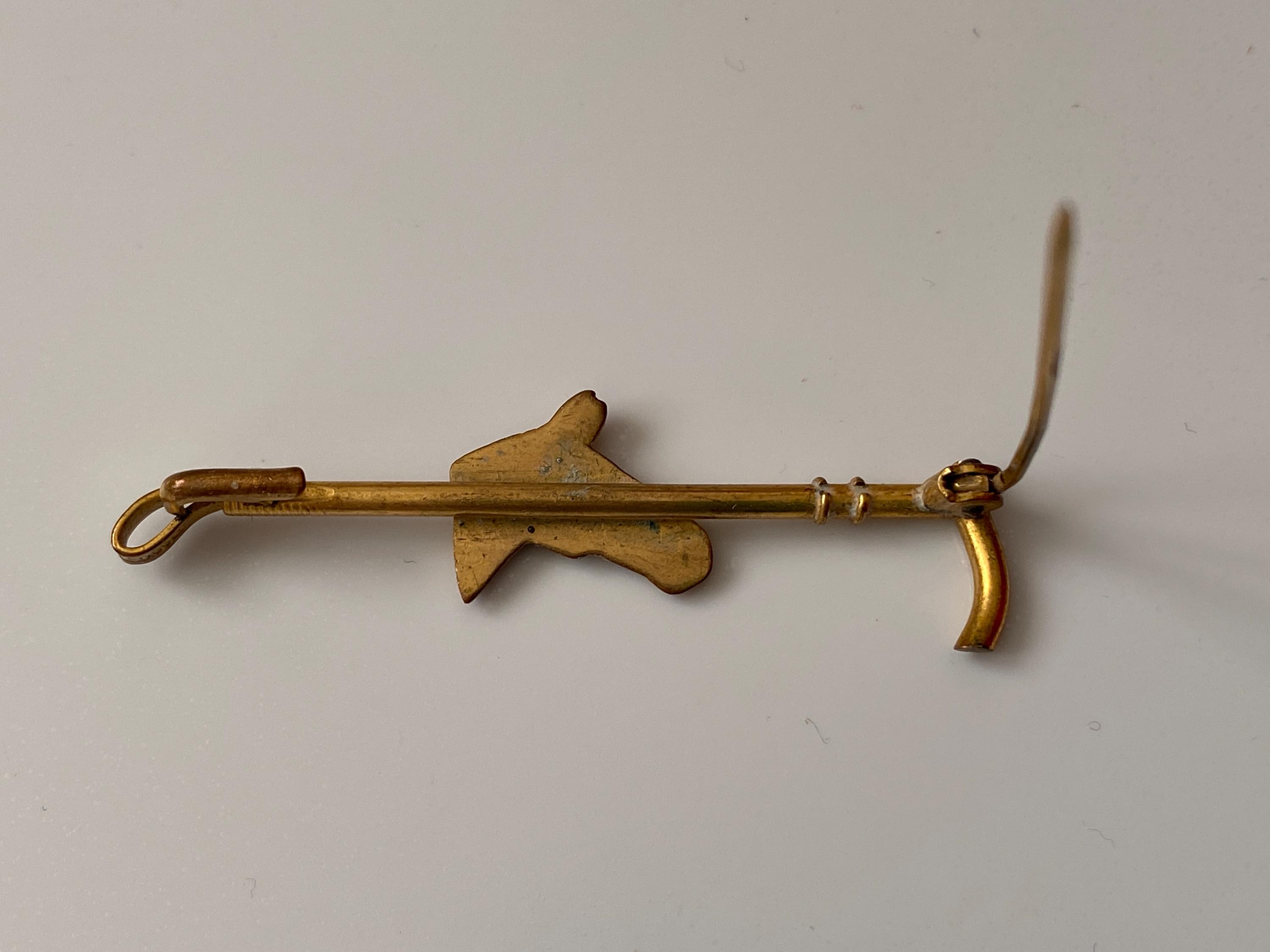 Broche Vintage Équitation – Cheval En Métal Et Cuir – Ancienne