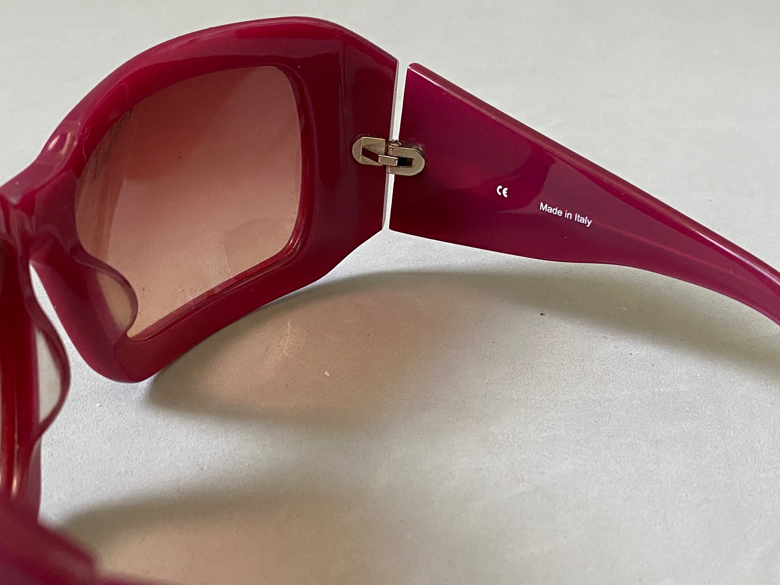 Y2K Escada Oversized Rhinestone Logo Sunglasses Glam Shield Luxe Italy VTG Escada Sunglasses Black Pink Rhinestones SES 516S col  main image 2