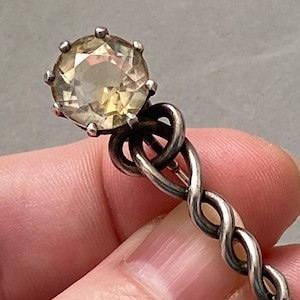 Celtic Ballater Scottish silver provincial kilt pin brooch William Robb WR BLTR antique intertwined knotwork citrine stone long brooch c1900