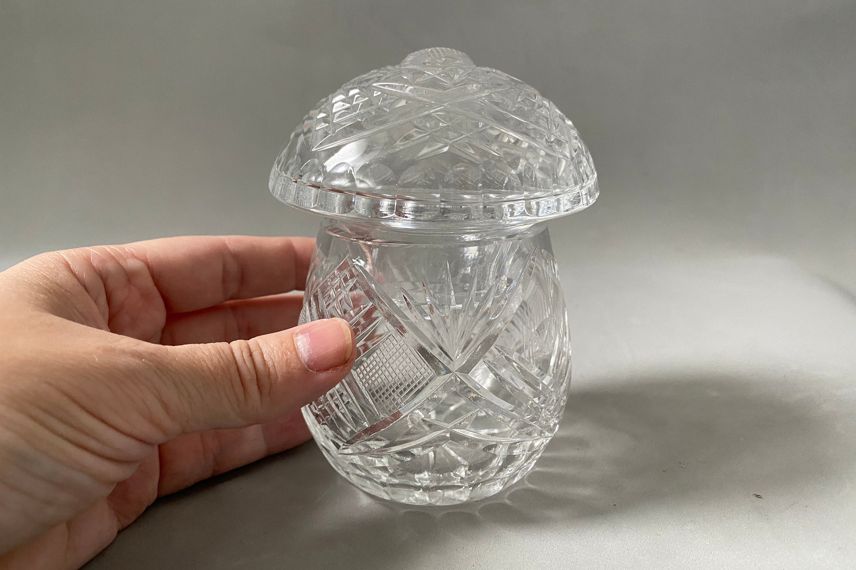 Empty Glass Crystal Jar, Large Size, 7-8cm, F Empty Glass Crystal Jar, Large Size, 7-8cm, F