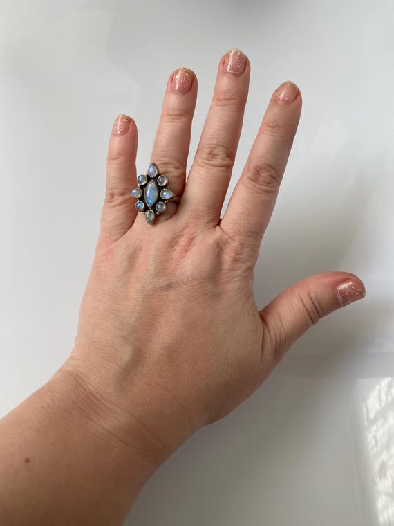 Moonstone Statement Ring; 925 Sterling Silver, Si… - image 3