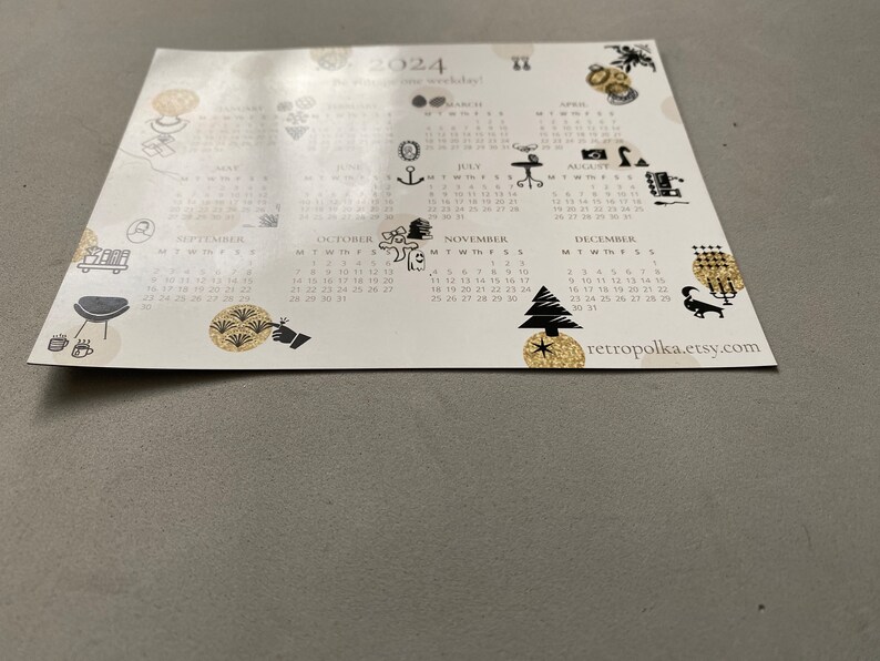 2024 Fridge Calendar by Retropolka, Limited Edition Vintage