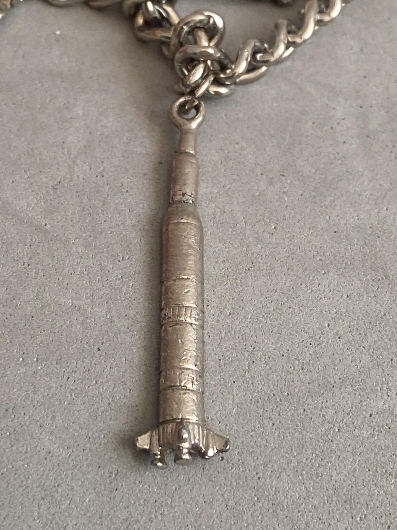 Vintage Space Age Charm Bracelet, Apollo Moon Landing Theme, Rocket ...