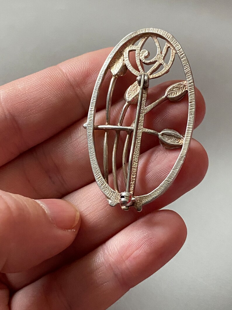 Alexander Castle Spilla In Argento Sterling 925 Ispirata A Charles Rennie Mackintosh, 43x22 Mm, In Cofanetto Regalo, Gioiello Donna