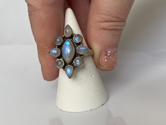 Moonstone Statement Ring; 925 Sterling Silver, Si… - image 10