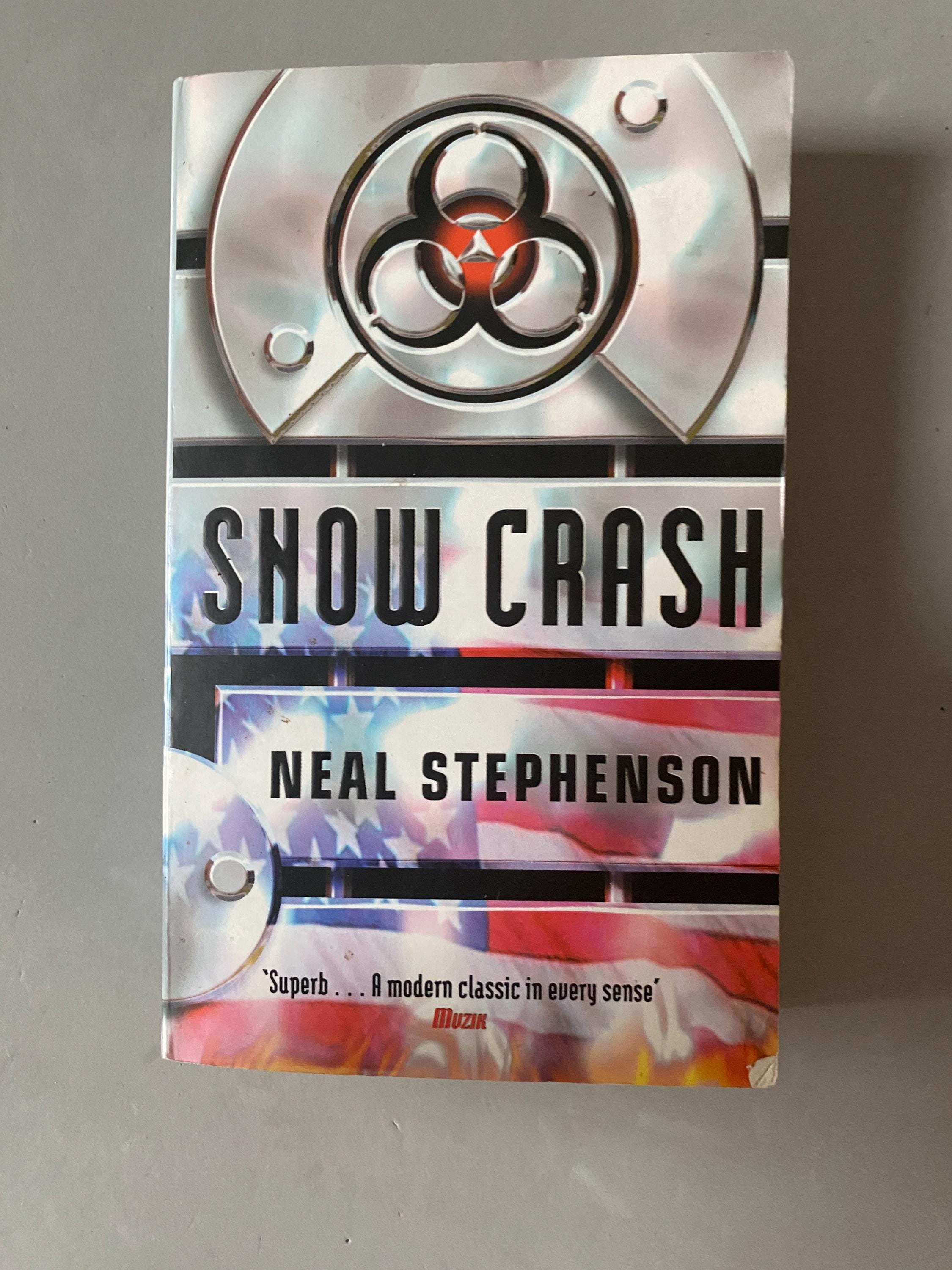 1st edition Collectible vintage Snow Crash SF novel book by Neal Stephenson,  1993 UK 1st edition, avatar, Metaverse