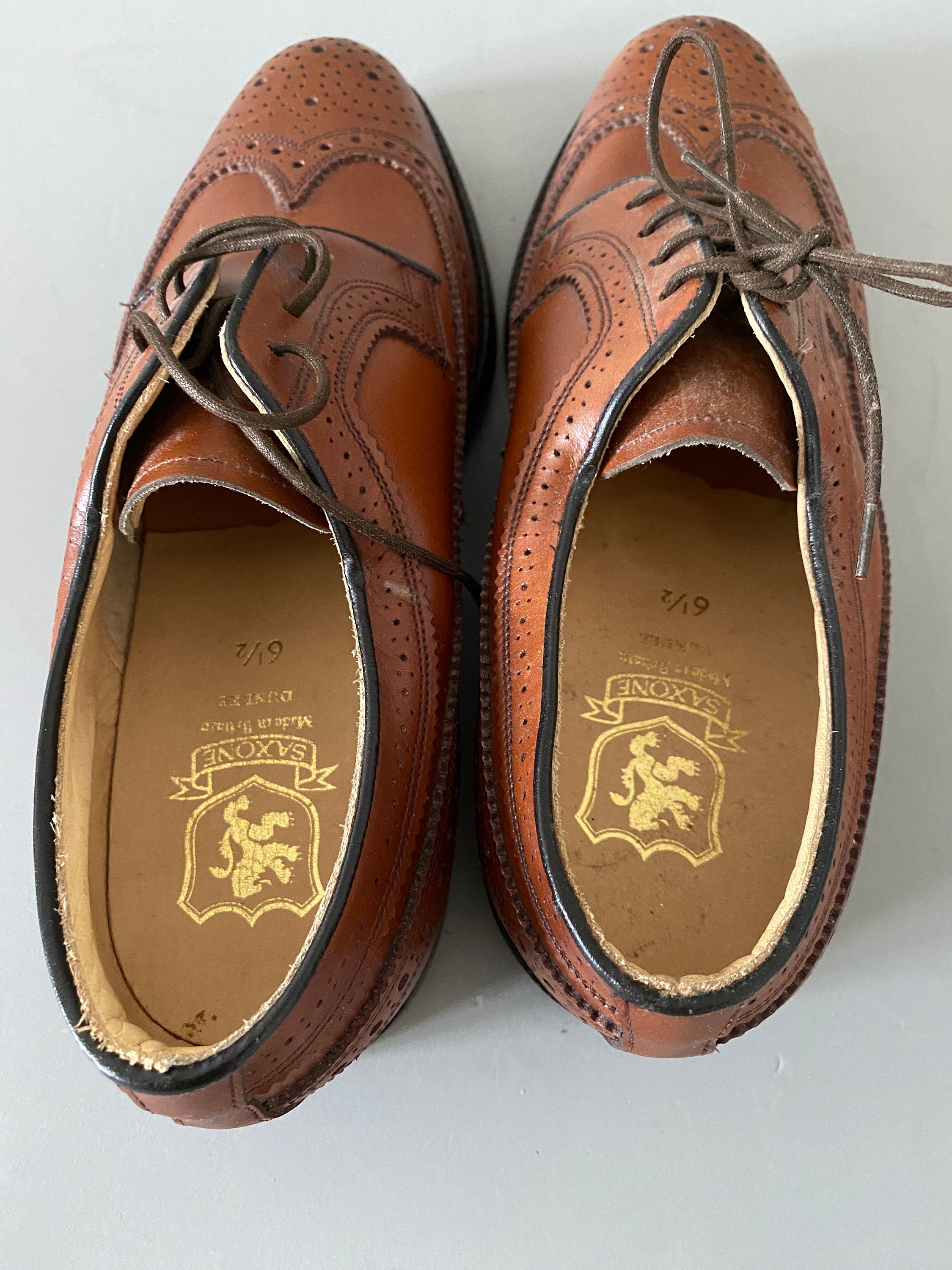 Vintage Unisex Laced Full Brown Brogue Oxford Hush Puppies Shoes 