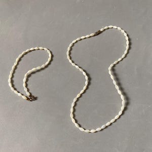 Vintage Mother of Pearl Necklace & Anklet Set: Coastal Rise Mop Beads Boho Jewelry