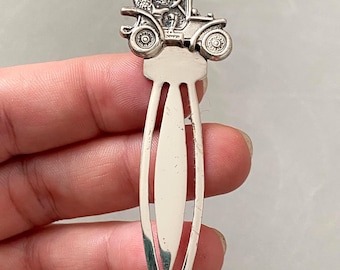 Vintage Italian Silver Bookmark with Early Motor Car, 925 Chimera Oro, Book Lover Gift