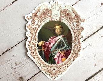 Pegatina de San Miguel • Pegatina grande de vinilo troquelado de 4 x 3 • Pegatina de San Miguel Arcángel para decoración, papelería, artesanía • Regalos católicos