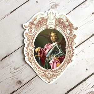 St. Michael Sticker • Large 4 X 3 Die-Cut Vinyl Sticker • Saint Michael Archangel Sticker for Decor, Stationary, Crafting • Catholic Gifts